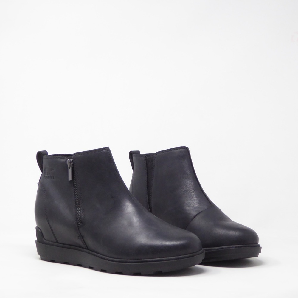 NEW Sorel Womens Evie II Zip Boots Black Leather Waterproof NL5025-010 Size 9.5